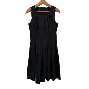 Talbots Dress 6 Sleeveless Pleated Fit & Flare Black Knee Length Pockets Stretch